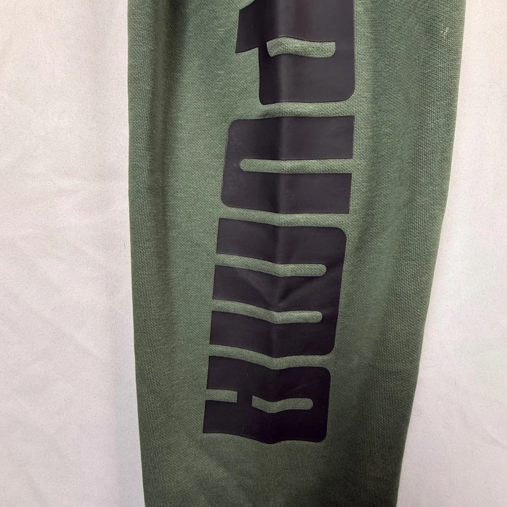 Puma Mens XL Olive Green‎ Fleece Jogger Sweatpants Logo Athletic Drawstring